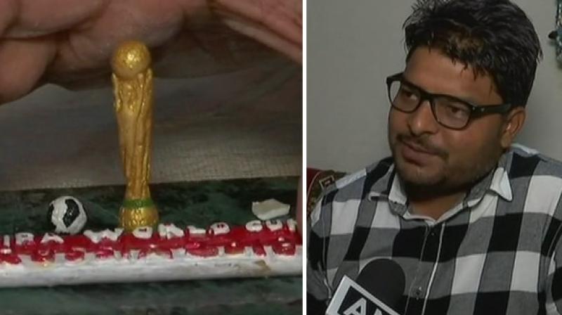 I wanted to combine my crafting talent and passion for football to create something new. I am a huge fan of the game and that is why I chose to carve the FIFA world cup trophy, Singh said. (Photo: ANI)