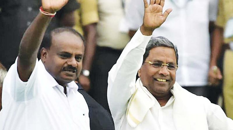 Chief Minister H.D. Kumaraswamy and former CM Siddaramaiah in a file photo.