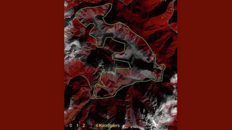 Satellite image of the landslide zone