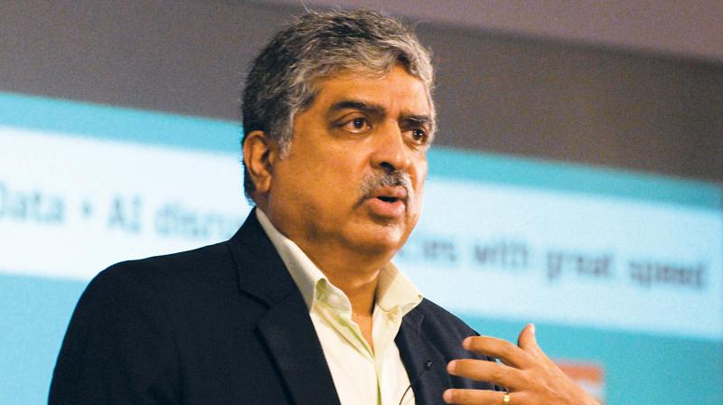 Former Chairman of UIDAI Nandan Nilekani delivers a lecture on Does the Data Explosion Give India a Strategic Opportunity? in Bengaluru on Tuesday 	 R. Samuel