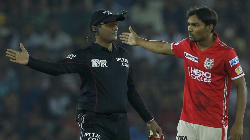 Sandeep Sharma decided to switch to round the wicket and umpire A Nand Kishore called a no-ball as he believed that the bowler did not inform him of the change. (Photo: BCCI)