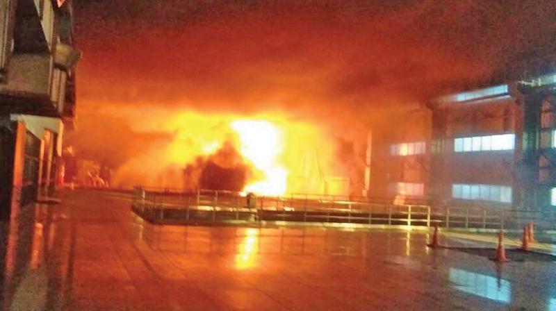 Fire broke out at NTECL Vallur Thermal Power Plant on Sunday. (Photo: DC)