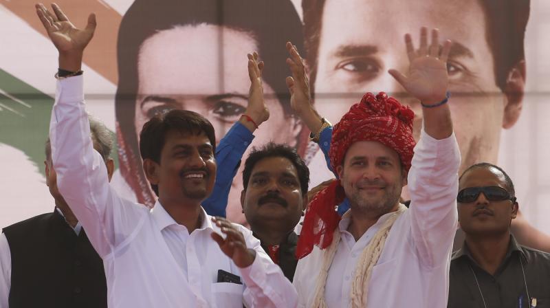 Congress vice-president Rahul Gandhi during a rally in Gandhinagar, Gujarat, on Monday. (Photo: AP)