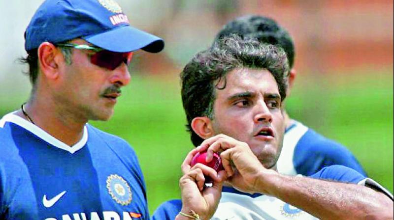 A file photo of Ravi Shastri (left) and Sourav Ganguly.
