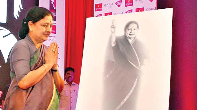 AIADMK general secretary V K Sasikala on Monday kicked off the conclave of a well-known media group and inaugurated a photo exhibition on the life and times of her friend and former chief minister J. Jayalalithaa.