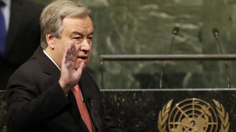 The United Nations Secretary-General designate Antonio Guterres is sworn in at U.N. headquarters, Monday (Photo: AP)