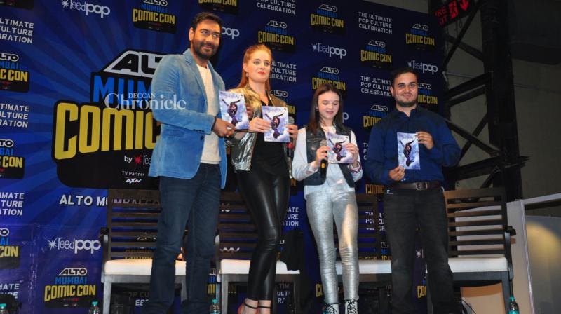 Ajay Devgn launches Shivaay comic with Erika Kaar and Abigail Eames