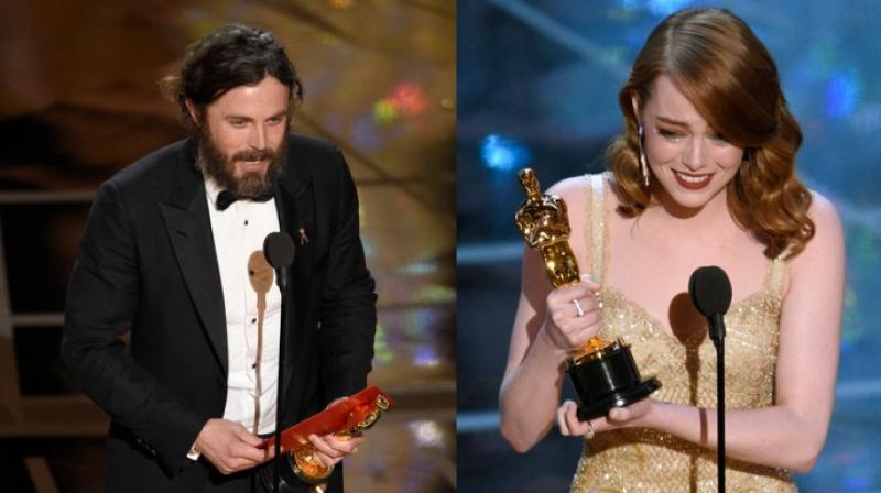 Casey Affleck and Emma Stone received Best Actor and Best Actress awards for their performances in Manchester by the Sea and La La Land respectively.