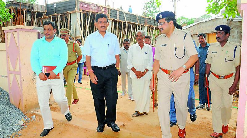 DG-ACB R.P. Thakur inspects construction of new ACB office in Nellore city on Saturday. (Photo: DC)
