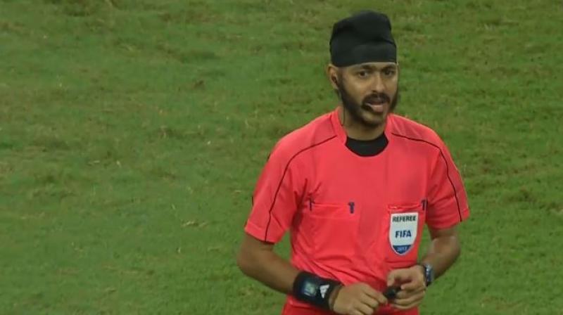Sukhbir Singh was racially abused online for a controversial decison in a match that featured Inter Milan and Chelsea. (Photo: Screengrab)
