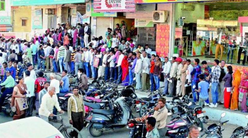 Retired fire services department employee P. Innaiah, 69, reportedly died while standing in the queue at Andhra Bank at Phirangipuram to exchange demonetised notes on November 15. (Representational image)