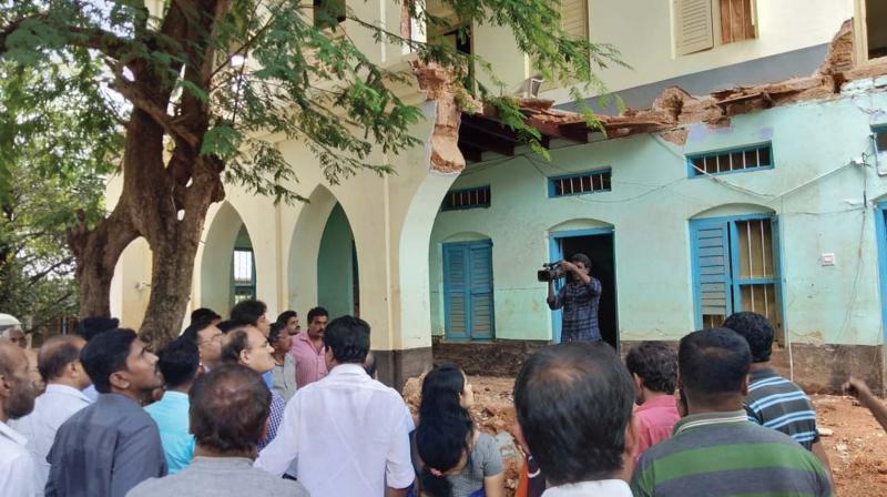 Central team at the damaged St. Xaviers Church, Kuthiyathodu, Kochi on Friday.
