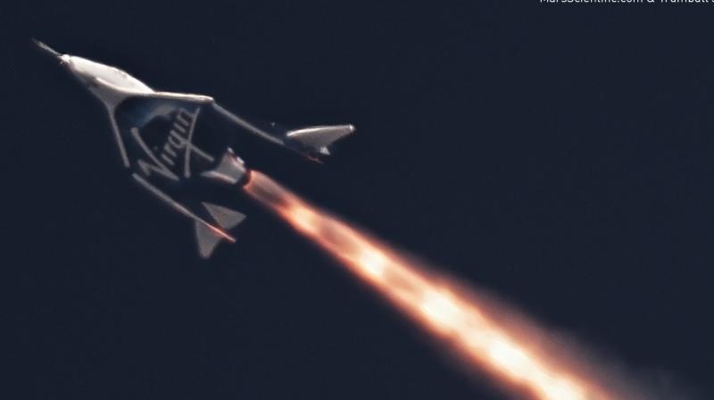 With the engine shut down, Unity coasted upward to an apogee of 84,271 feet (25,686 meters). (Photo: Virgin Galactic)