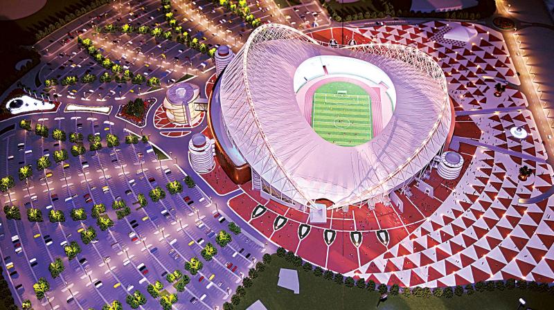 A 3-D image of the futuristic stadium