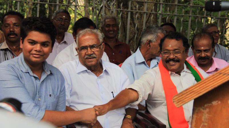 Addressing party workers in Thiruvananthapuram, BJP state president P S Sreedharan Pillai alleged the ruling CPI(M) was on the road to liquidation and the partys graph was coming down. (Photo: Twitter | @BJP4Keralam)