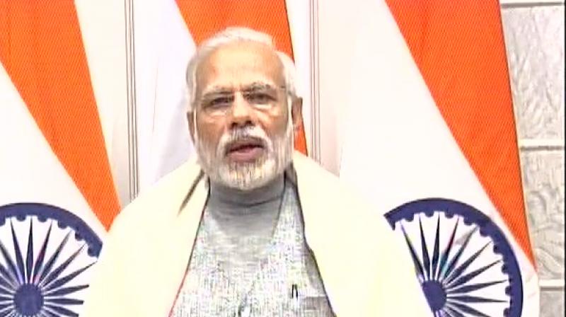 Prime Minister Narendra Modi speaking via video conferencing at the 47th Thuglak annivesary event in Chennai. (Photo: ANI Twitter)