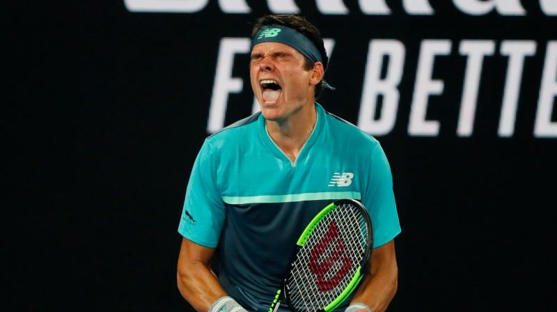Milos Raonic in action on Thursday during the