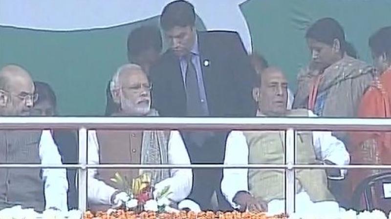 Prime Minister Narendra Modi addressed the Parivartan rally in Lucknow, Uttar Pradesh. (Photo: ANI/Twitter)