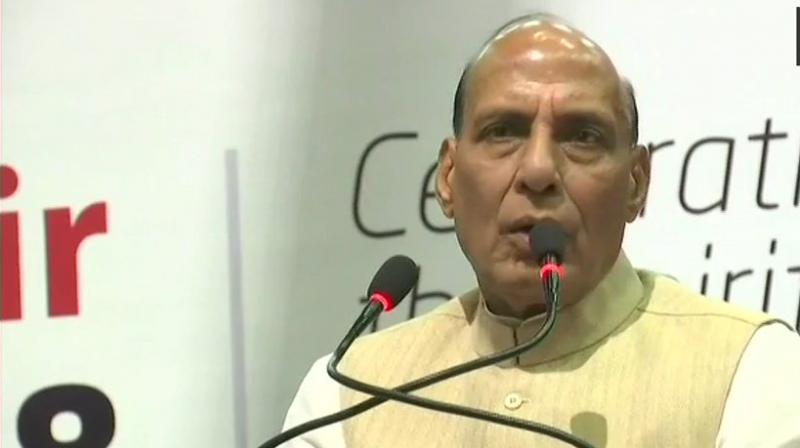 Union Home MInister Rajnath Singh addressed a Sports Conclave organised by J&K Sports Council in Srinagar. (Photo: Twitter/ANI)