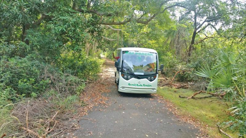An electric buggy ride through the Raj Bhavan forest shows plenty of green while the  historic building is kept in fine condition.
