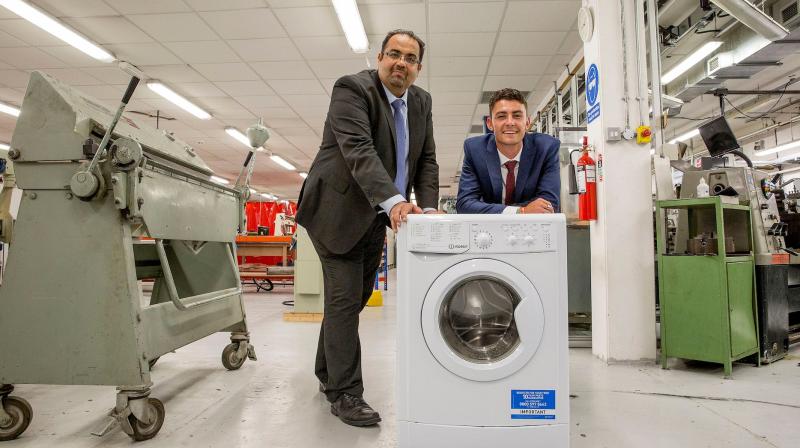 The team of Nottingham Trent University cut the weight of a washing machine by 25kg Credit: NTU