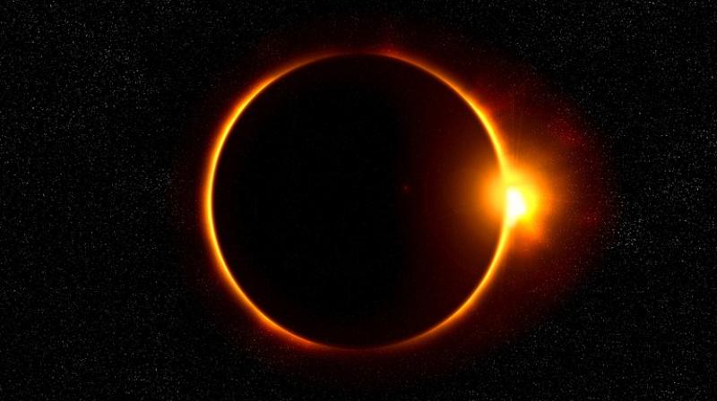 This celestial event is a solar eclipse in which the moon passes between the sun and Earth and blocks all or part of the sun for up to about three hours, from beginning to end, as viewed from a given location. (Image: Pixabay)