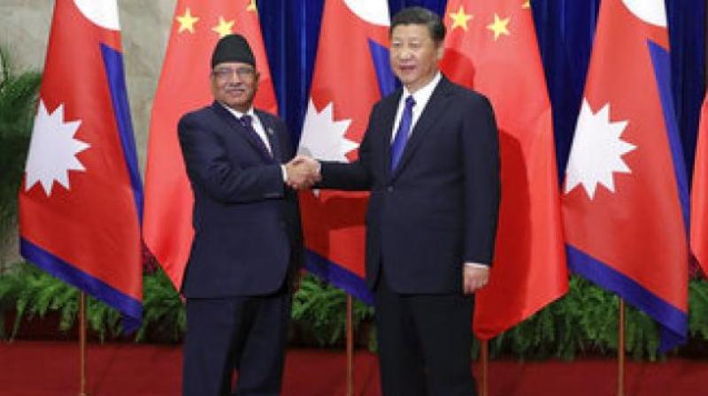 Neapl Prime Minister Pushpa Kamal and Chinese president Xi Jinping (File Photo)