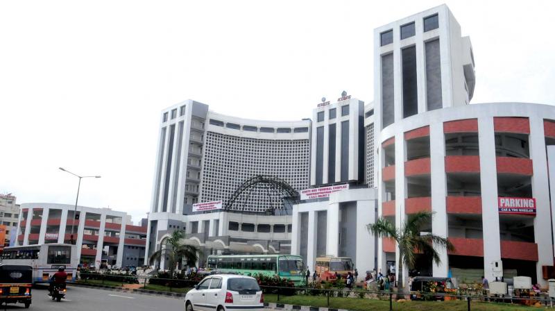 KSRCTC bus terminus in Thiruvananthapuram. 	DC FILE