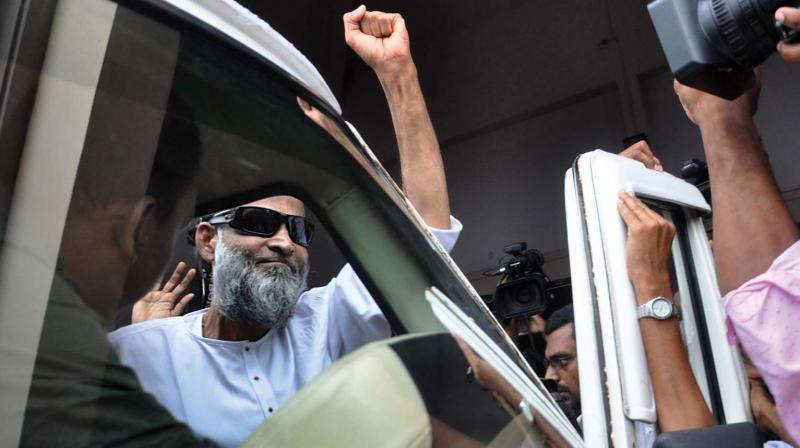 Madani arrives at Cochin airport on Sunday. 	(Photo: DC)