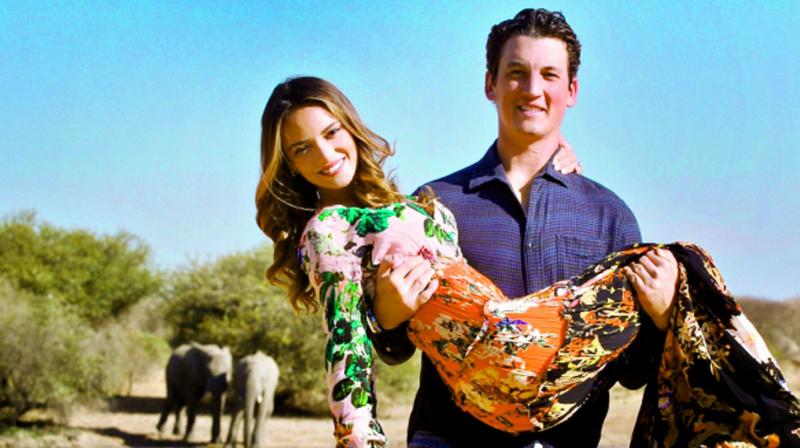 A picture from the engagement photoshoot of Miles Teller and Keleigh Sperry