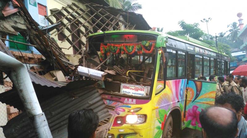 The bus involved in the accident.