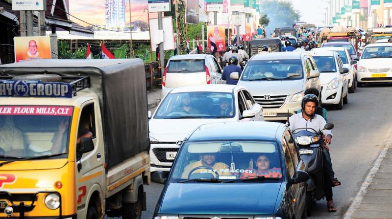 With heavy traffic city, there is no surety for anyone at what time one can reach a place and return home or office. A view from a city area on Thursday. (Photo:  DC)