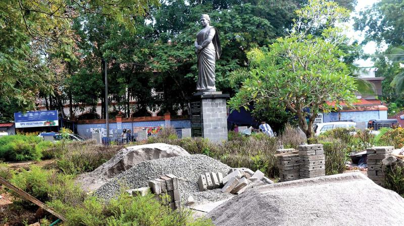 Rennovation work in progress at Akkamma Cherian circle in Vellayambalam , Thiruvananthapuram.	(Photo: DC)