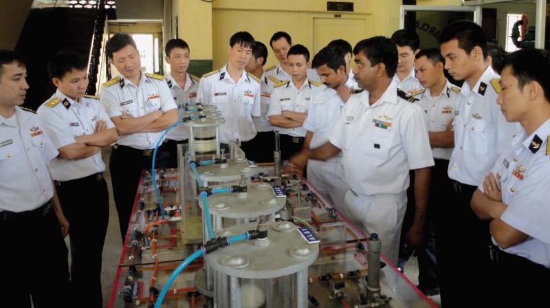 Foreign naval personnel on a visit to a training facility at the Southern Naval Command.	(Photo: File)