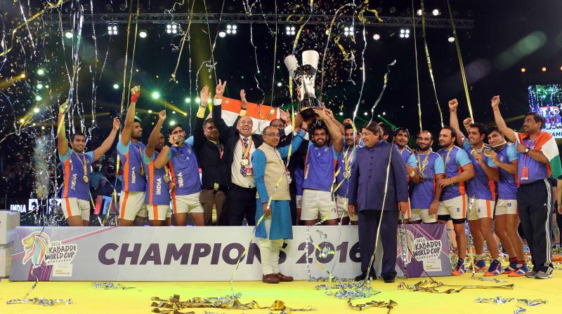 Kabaddi fans were furious with the fact that Goel stayed on to pose for photos with Indian team despite having already presented the trophy. (Photo: Kabaddi World Cup)