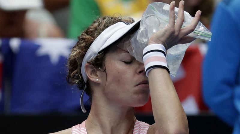 The Belarusian, who has tumbled down the rankings since the birth of son Leo and a messy custody battle afterwards, slumped out 6-7 (5/7), 6-4, 6-2. (Photo: AP)