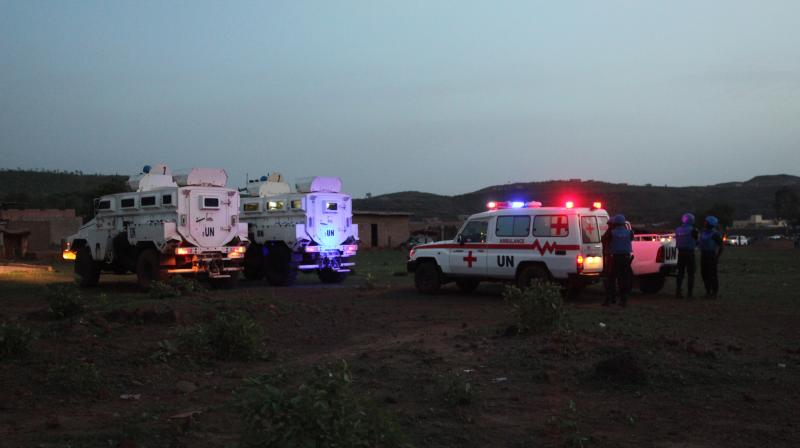 United Nations armored personnel vehicles are stationed with an ambulance outside Campement Kangaba, a tourist resort near Bamako, Mali, Sunday, June 18, 2017. A security official says suspected jihadists have attacked the resort in Malis capital that is popular with foreigners on the weekends. The official with the U.N. mission known as MINUSMA, said people had been killed and wounded but gave no immediate toll. There also were believed to be hostages inside the luxury resort area. The people inside the Campement Kangaba hotel come from multiple nationalities, he added. (Photo: AP)