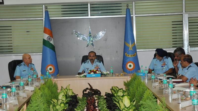 Air Chief Marshal Arup Raha sitting at the centre. (Photo: Twitter | @IAF_MCC)