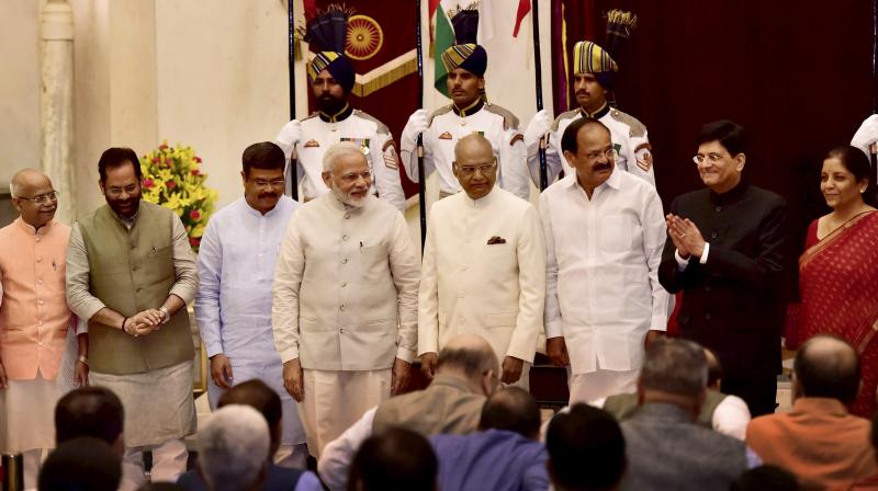 Nine ministers took oath and four were promoted to Cabinet ranks as part of third reshuffle Modi carried out in as many years. (Photo: PTI)