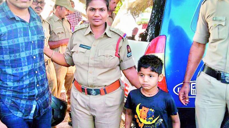 M. Dhanush The suspect, M. Santhosh Goud, had lured his brothers son M. Dhanush, 5, promising to buy colours for him. Police arrested M. Santhosh for kidnap and attempt to murder. He will be produced in  court on Monday