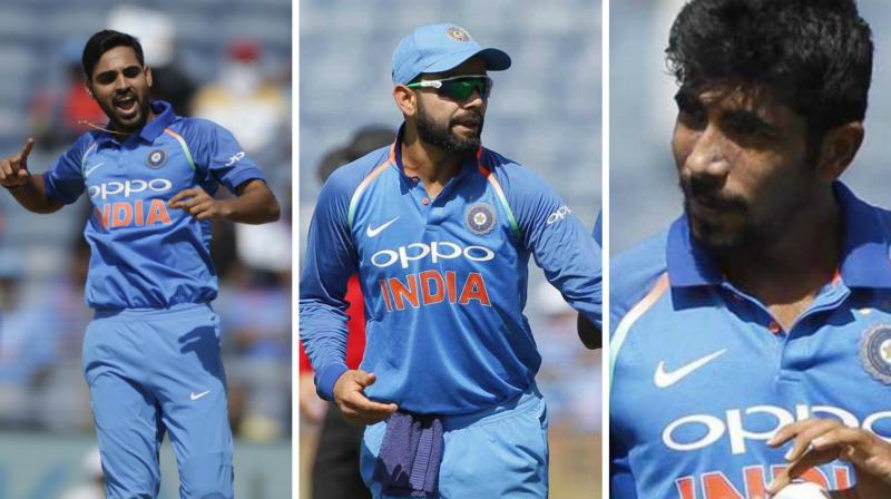 India skipper Virat Kohli did not bowl Bhuvneshwar Kumar and Jasprit Bumrah at the death even as the wrist-spinners were leaking runs. (Photo: BCCI / AP)