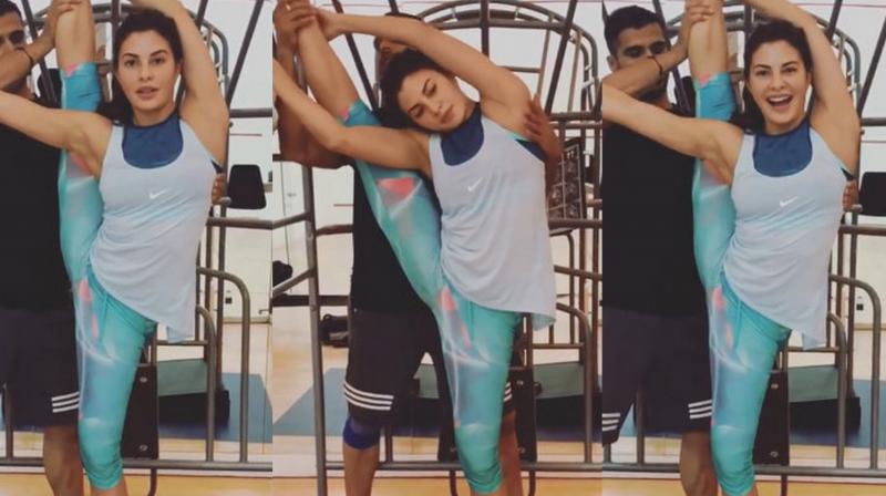 Jacqueline Fernandez doing the perfect split (Courtesy: Instagram)