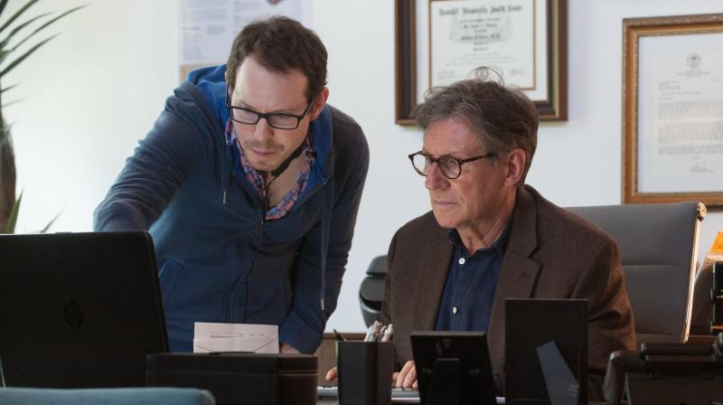 Ari Aster with Gabriel Byrne on the sets of film Hereditary.