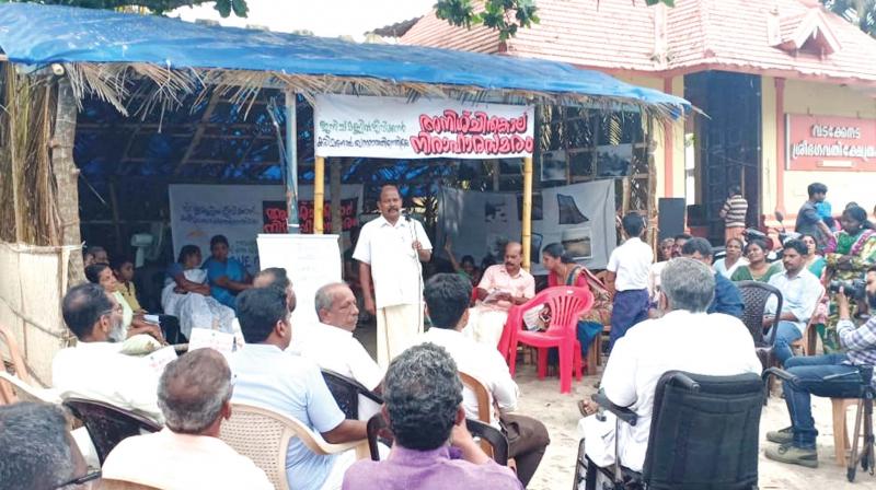 Villagers attend a protest meet at Alappad 	Image: DC