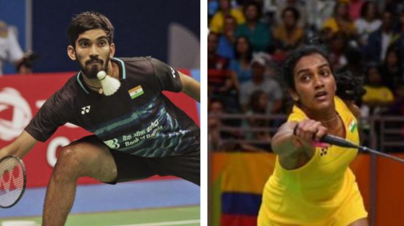 Srikanth and Sindhu will look to put up good performance at the Badminton Wolrd Championship in Glasgow. (Photo:AP)