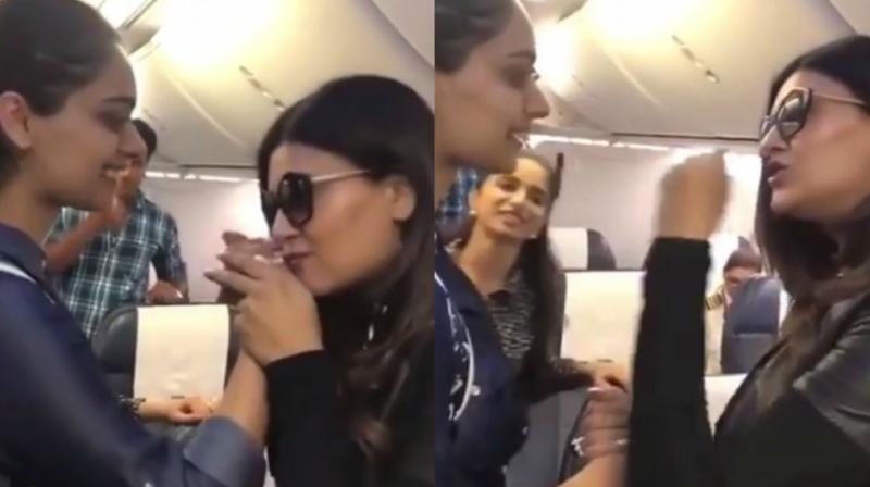 Screengrabs from the video featuring Manushi Chhilar and Sushmita Sen on Instagram.