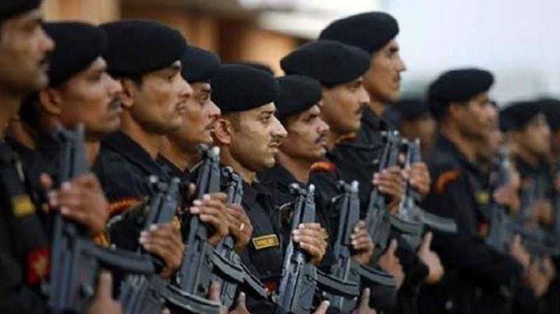 Once at Rajpath, the black cats will reflect a dashing sheen to the parade as they will be dressed in their trademark black coloured overalls, balaclava headgear and special assault rifles MP-5 along with the iconic commando dagger. (Photo: Representational Image)