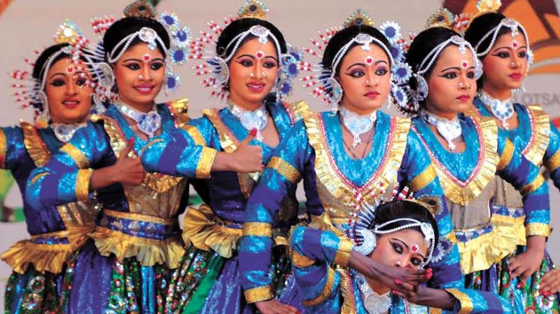 Students of KE Carmel Central School, Muhamma, perform in Category 3 Group Dance competition.  (Photo : ARUNCHANDRA BOSE)