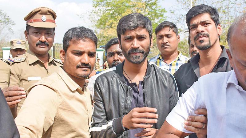 Actor Dhanush is seen visiting the Madurai Bench of the Madras high court at Madurai on Tuesday (Photo: DC)