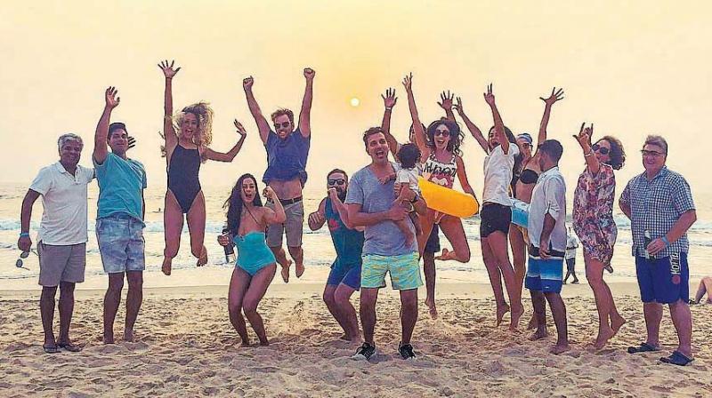 Lisa Haydon with her family in Goa.